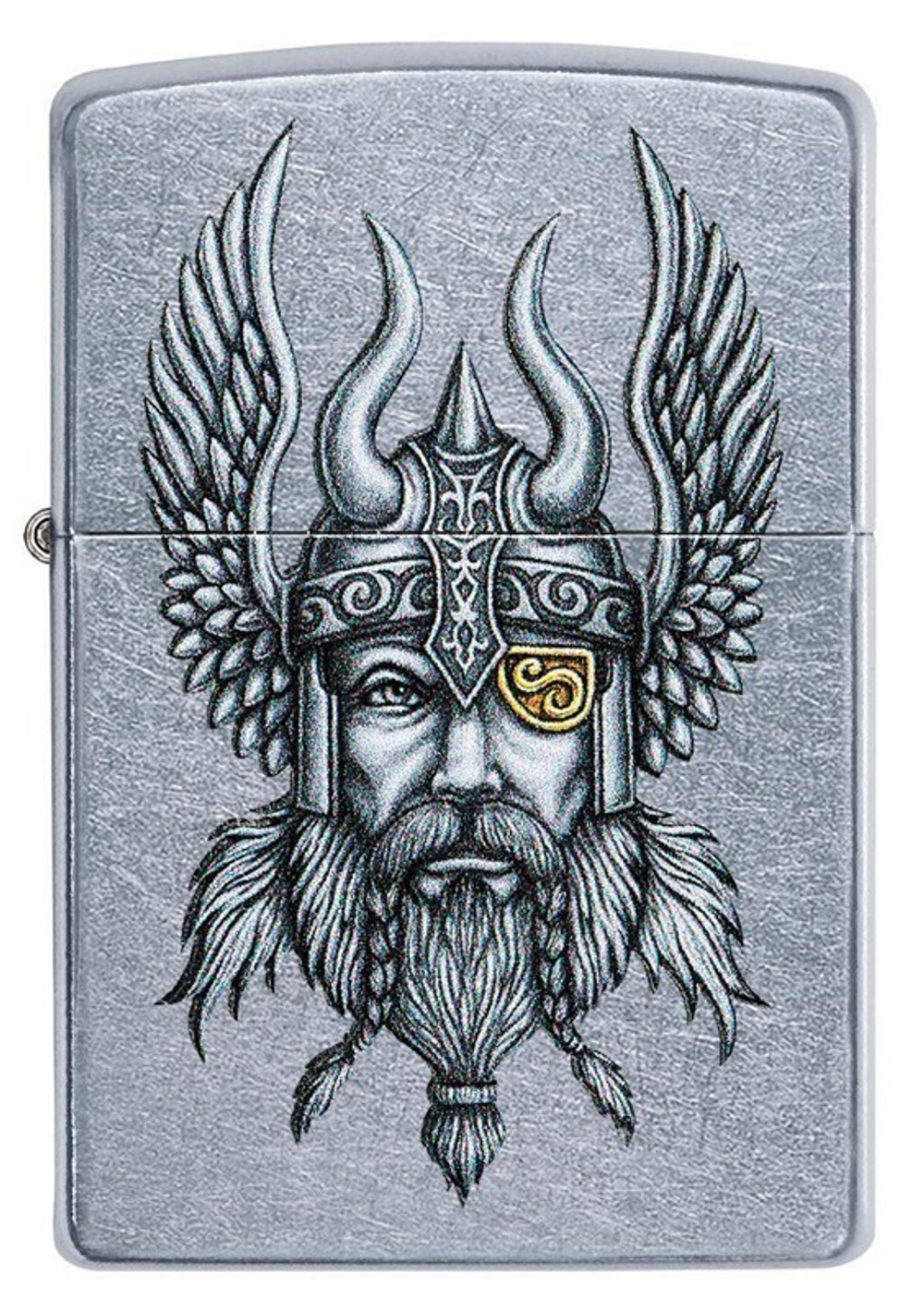 Зажигалка Zippo Viking Warrior с покрытием Street Chrome, латунь/сталь, серебристая, 38x13x57 мм