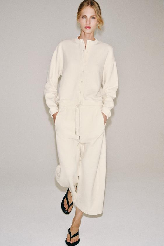 ZARA ХЛОПКОВЫЕ БРЮКИ-КЮЛОТЫ, ЭКРЮ