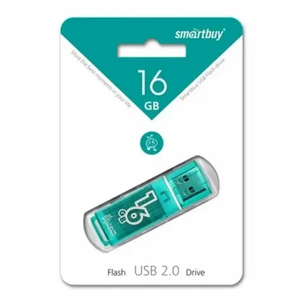 Флешка 16-GB SMART-BUY Glossy USB 2.0 голубой/зелёный