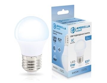 Светодиодная лампа Шар LED G45 11W IC E27 6400K 175-265V 451106 Bulbing Ambrella