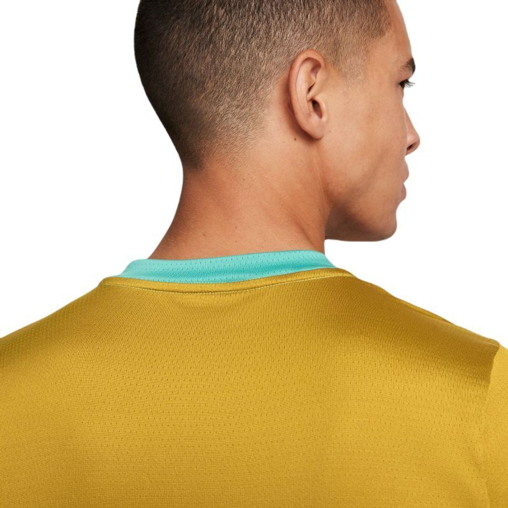 Мужская теннисная футболка Nike Court Dri-Fit Advantage Crew Top - bronzine/washed teal/white