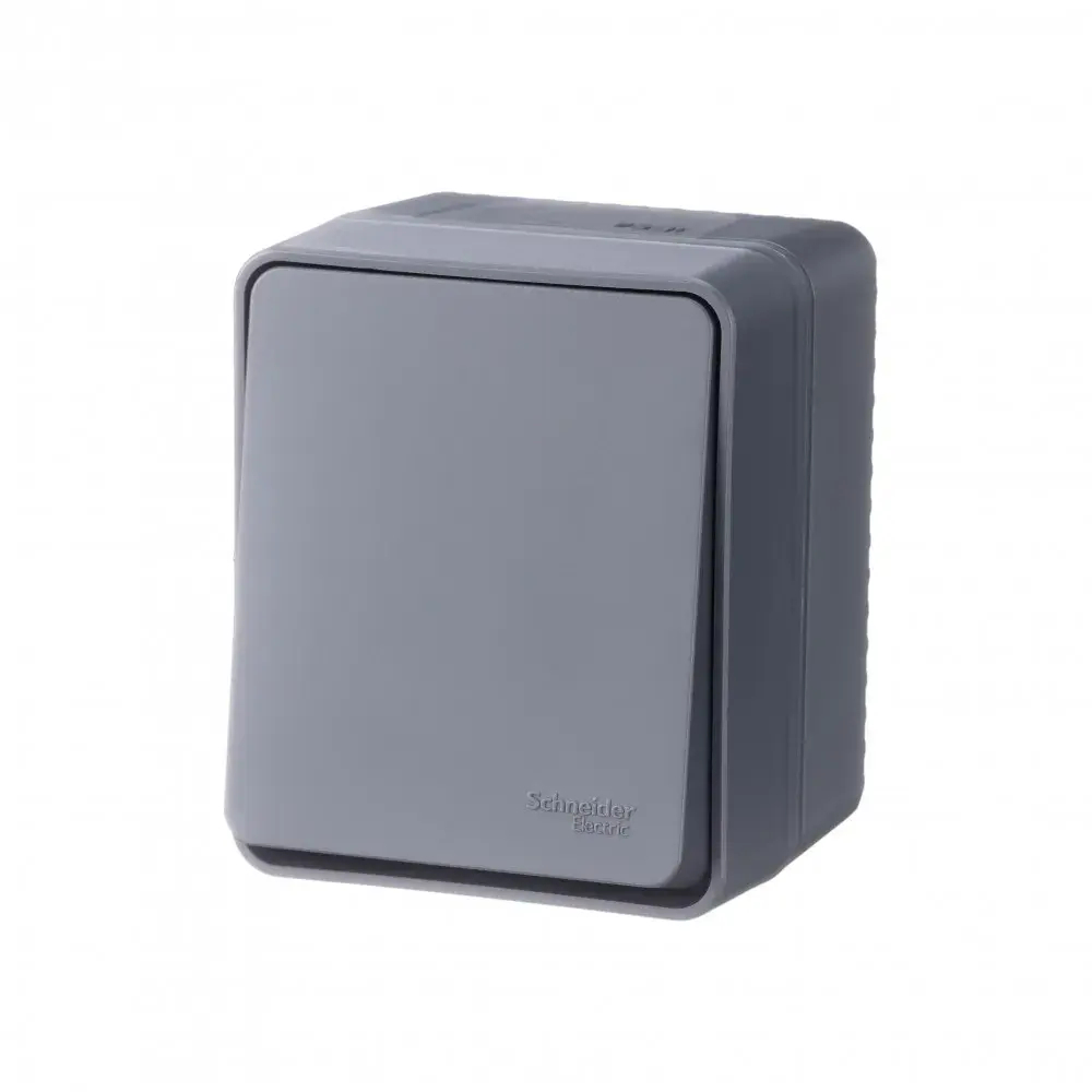 ATLASDESIGN PROFI IP54 О/У 1-клавишный ВЫКЛЮЧАТЕЛЬ, сх.1, 10АХ, АНТРАЦИТ