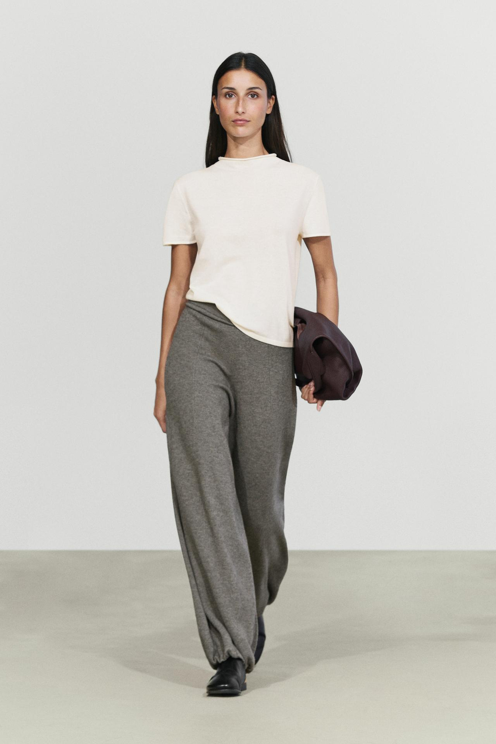 Massimo Dutti Брюки-саруэль с шерстяными вставками, темно-серый