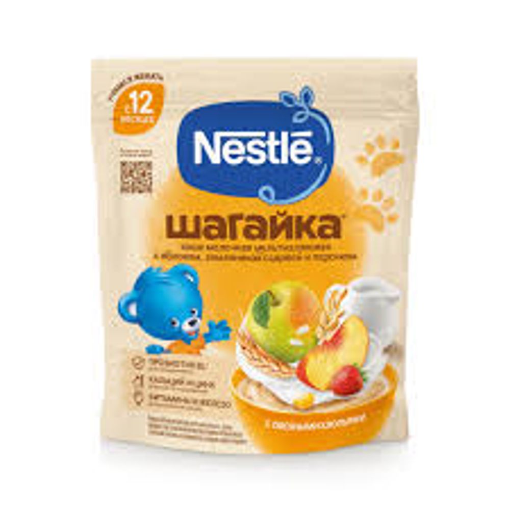 Каша Молочная Шагайка яблоко земляника садовая и персик Nestle 190 г