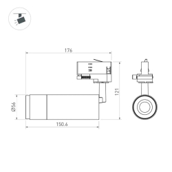 Светильник LGD-GESTIA-TRACK-4TR-R56-15W Day4000 (Черный-никель, 25-50 deg, 230V) (Arlight, IP20 Металл, 5 лет) 064974