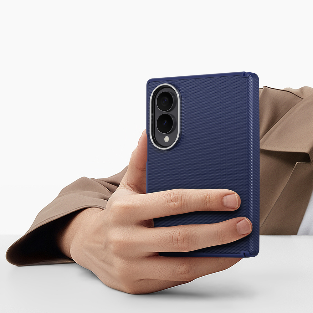 Чехол синего цвета с вставками из искусственной кожи для Samsung Galaxy Z Fold 8, серия Vyne Series от Dux Ducis
