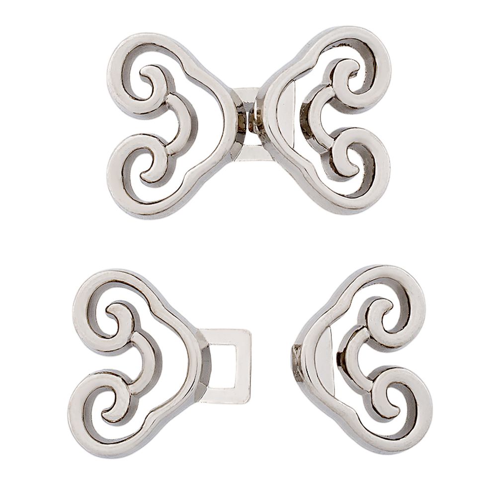 Крючки пришивные декоративные 24х15 мм, серебро (никель), 6 шт