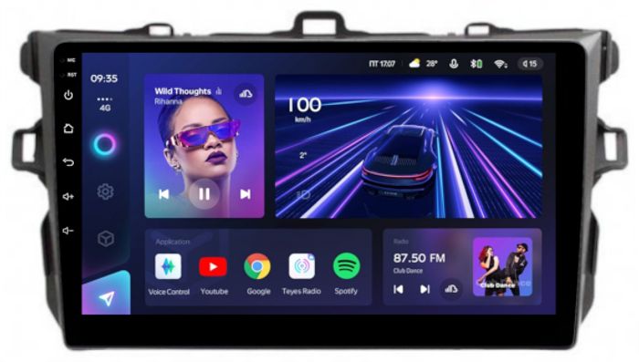 Магнитола для Toyota Corolla 150 2006-2013 (рамка тип 1) - Teyes CC3L монитор 9" IPS на Android 10, CarPlay, 4G SIM-слот
