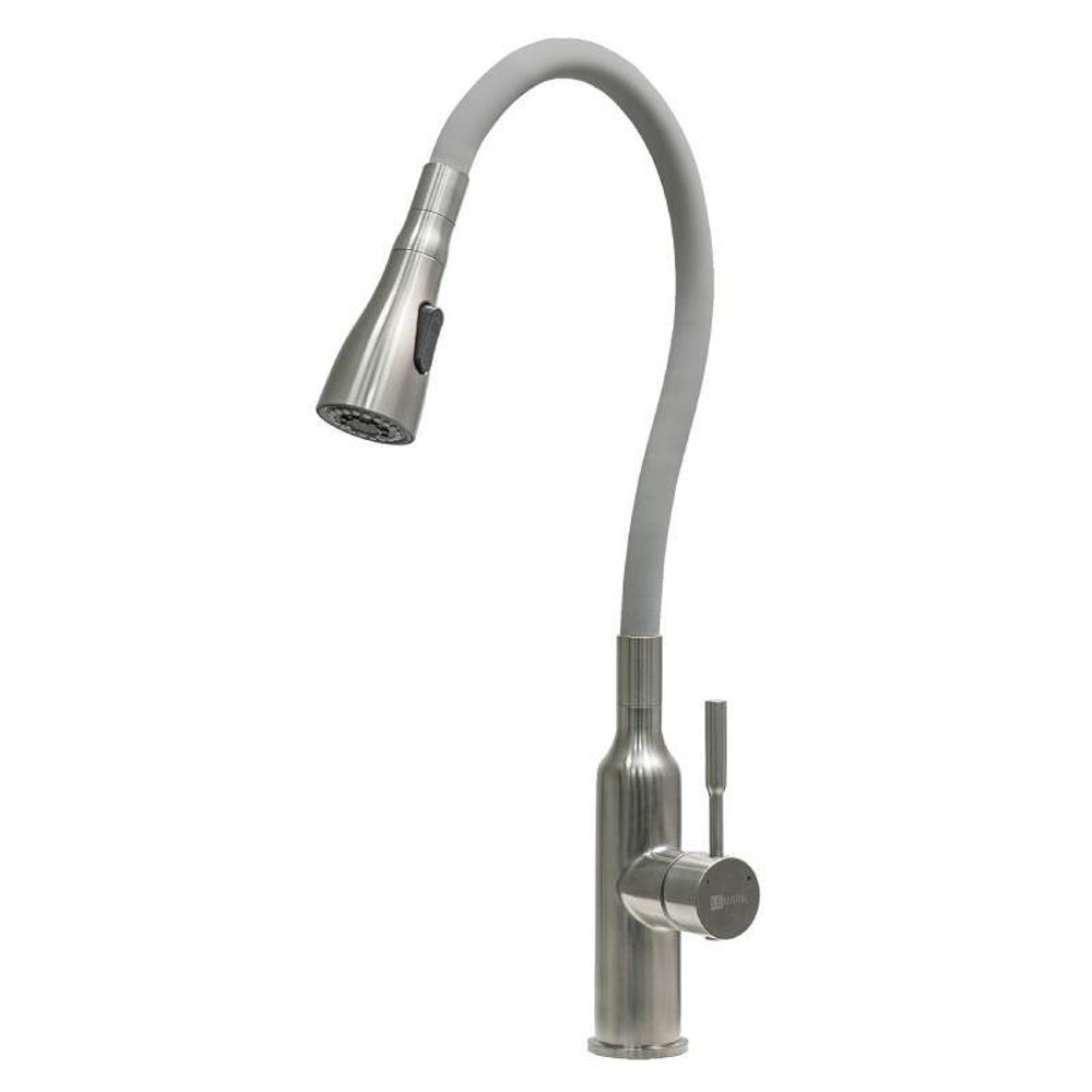 смеситель кухня LEMARK Expert с гиб.изл. и 2х-функц. аэратором, сталь/серый LM5082S-Gray