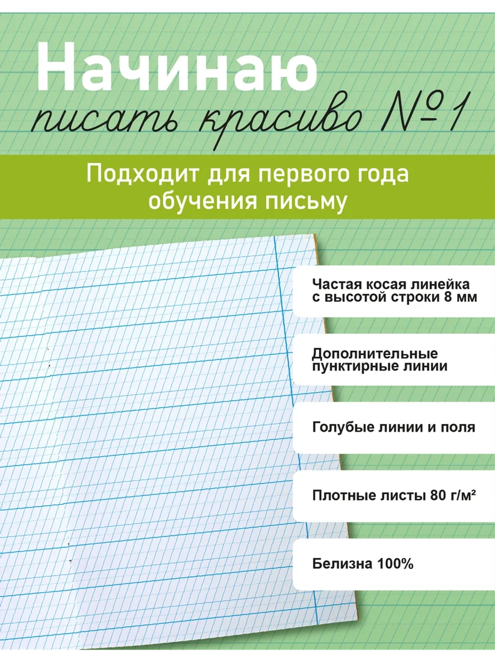 Набор тетрадей "Начинаю писать красиво! №1", 12 л, 10 шт (плёнка)