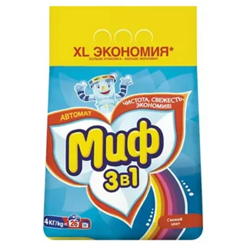 Порошок Миф Авт 3в1 Свежий цвет 4кг
