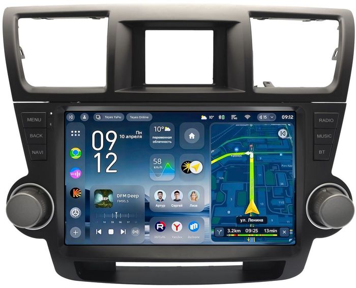 Магнитола для Toyota Highlander 2 XU40 2007-2013 (рамка с крутилками и кнопками) - Teyes CC4-PRO монитор 10.36" 2K QLED на Android 13, Быстрейшая, Snapdragon 778G, ИИ, CarPlay, DSP, 4G SIM-слот