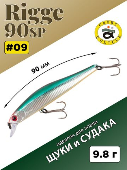 Воблер Минноу Rigge 90SP 90 мм 9.8 г цвет #09