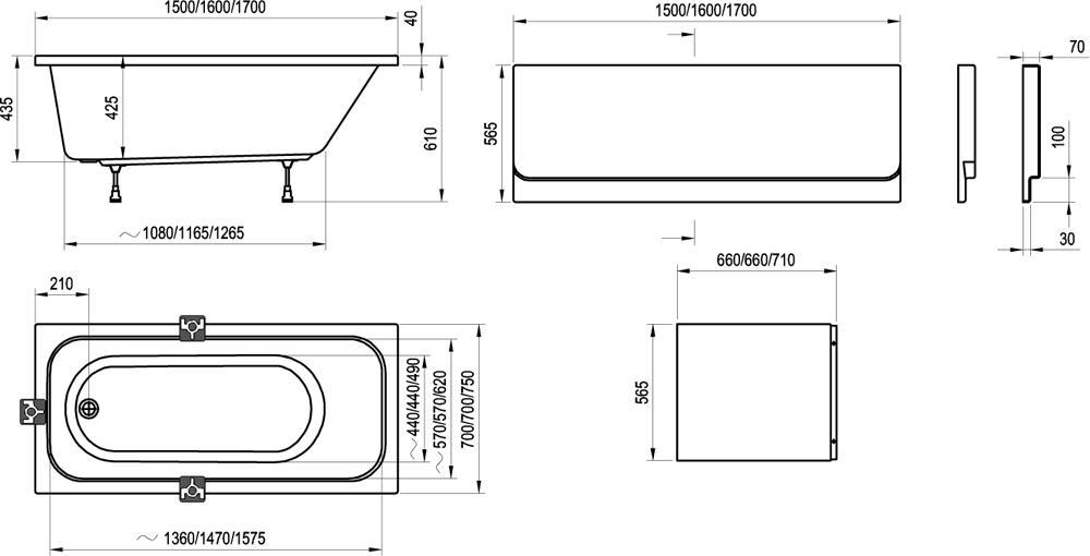 Ванна акриловая Ravak Chrome 170х75 C741000000