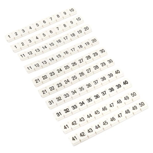 Маркеры для ST/Push-in 2,5 с нумерацией 1-50 для крепления сбоку (100 шт.) EKF zb-st-2.5-nlpe-1-50