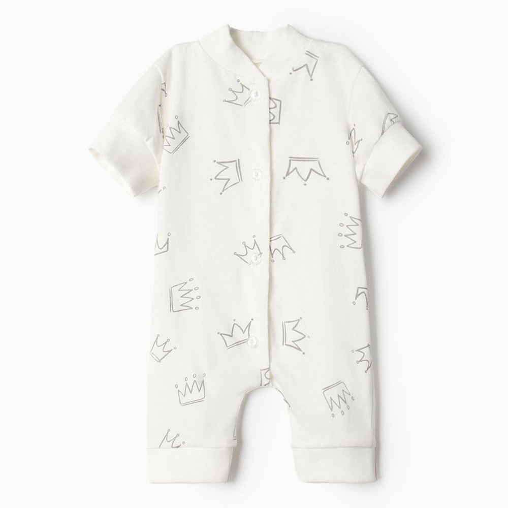 Песочник Короны с коробка рукавом, р. 68 , молочный 9932247 (Bloom Baby)