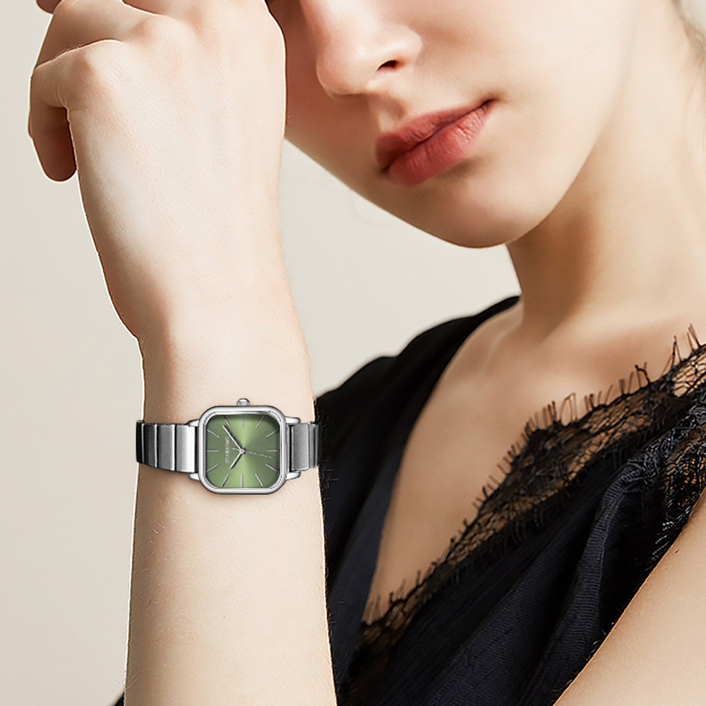 STARKING Quartz Movement Stainless Steel Watchband Watch Women"s Watch Green Dial