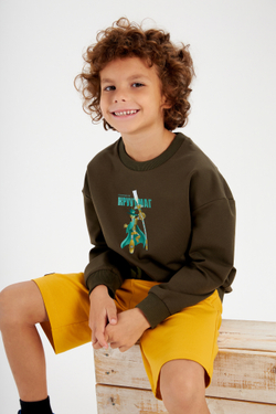 Свитшот детский CROOT Basic Oversize для мальчика, темно-зеленый, хлопок