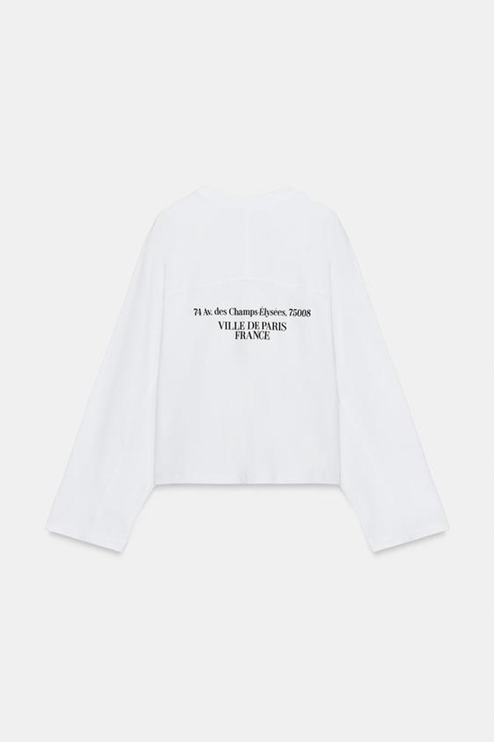 ZARA ФУТБОЛКА С ДЛИННЫМИ РУКАВАМИ И НАДПИСЬЮ, БЕЛЫЙ