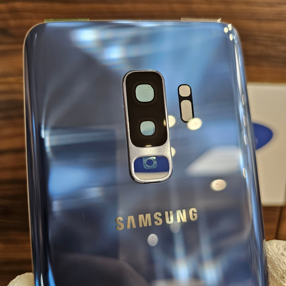 Крышка для Samsung S9 Plus - стеклянная панель "хорошее качество" (синего цвета)