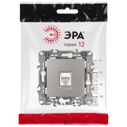 Розетка ЭРА Серия 12 12-3107-16 информационная RJ45 титан | Эра 12