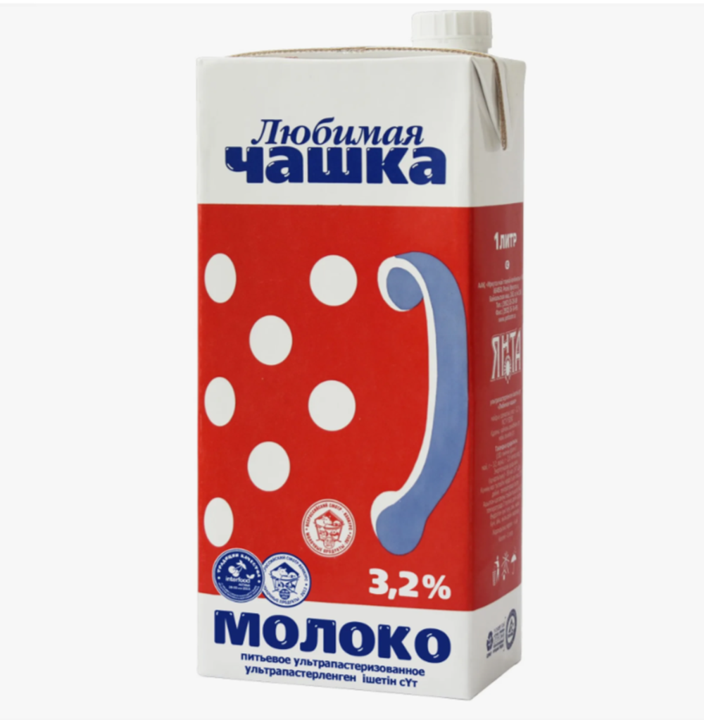 Молоко 3,2% ультрапастеризованное 1 л Любимая чашка