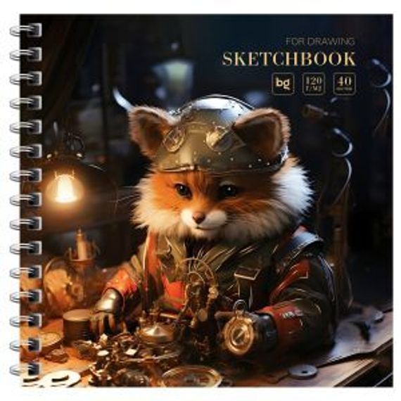 Скетчбук 40л., 170*170 на гребне BG "Steampunk. Fox"