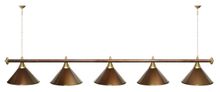 Лампа STARTBILLIARDS 5 пл. (плафоны коричневые,штанга золотая,фурнитура золото)