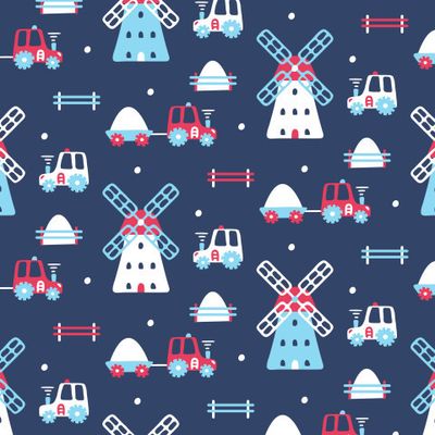 Buy nursery fabric car farm tractor dark blue