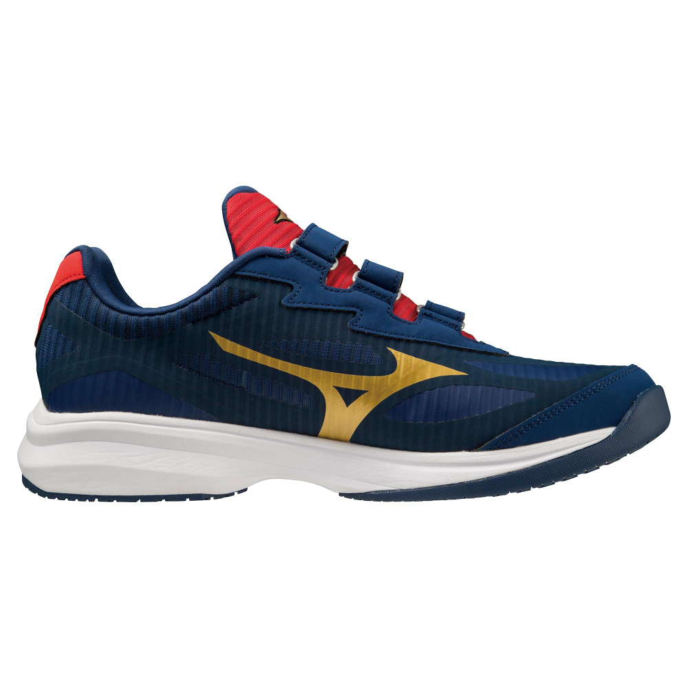 Mizuno Wave Light Revolution Elite Low Top Upper Height Baseball Shoes Unisex Blue Gold Color