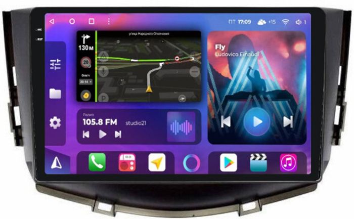 Магнитола для Lifan X60 2012-2016 - FarCar BM198M-2K монитор 9.5" 2K QLED на Android 14, Быстрая, CarPlay, 4G SIM-слот