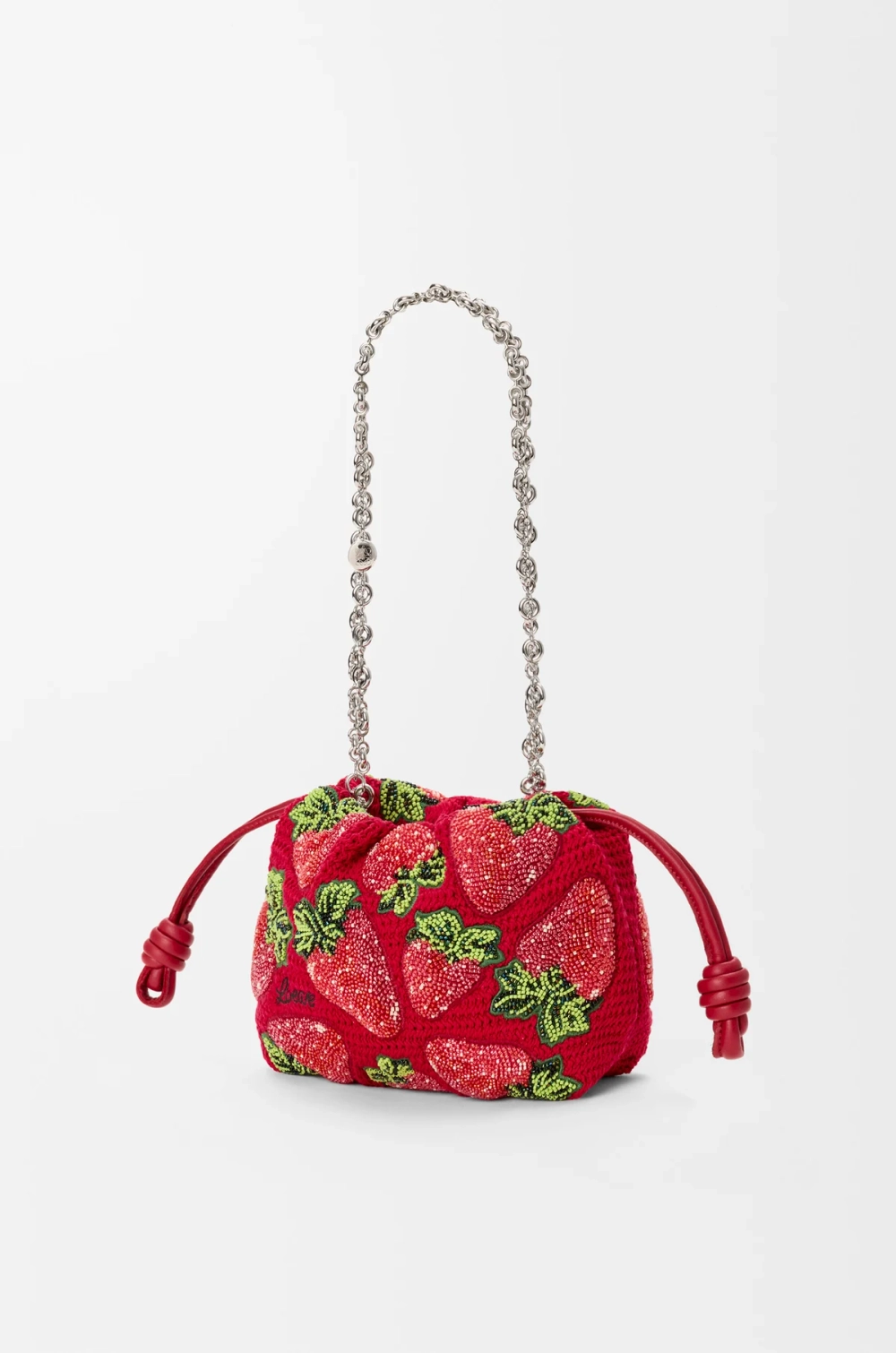 Loewe Мини-сумочка Flamenco с бисером, красный