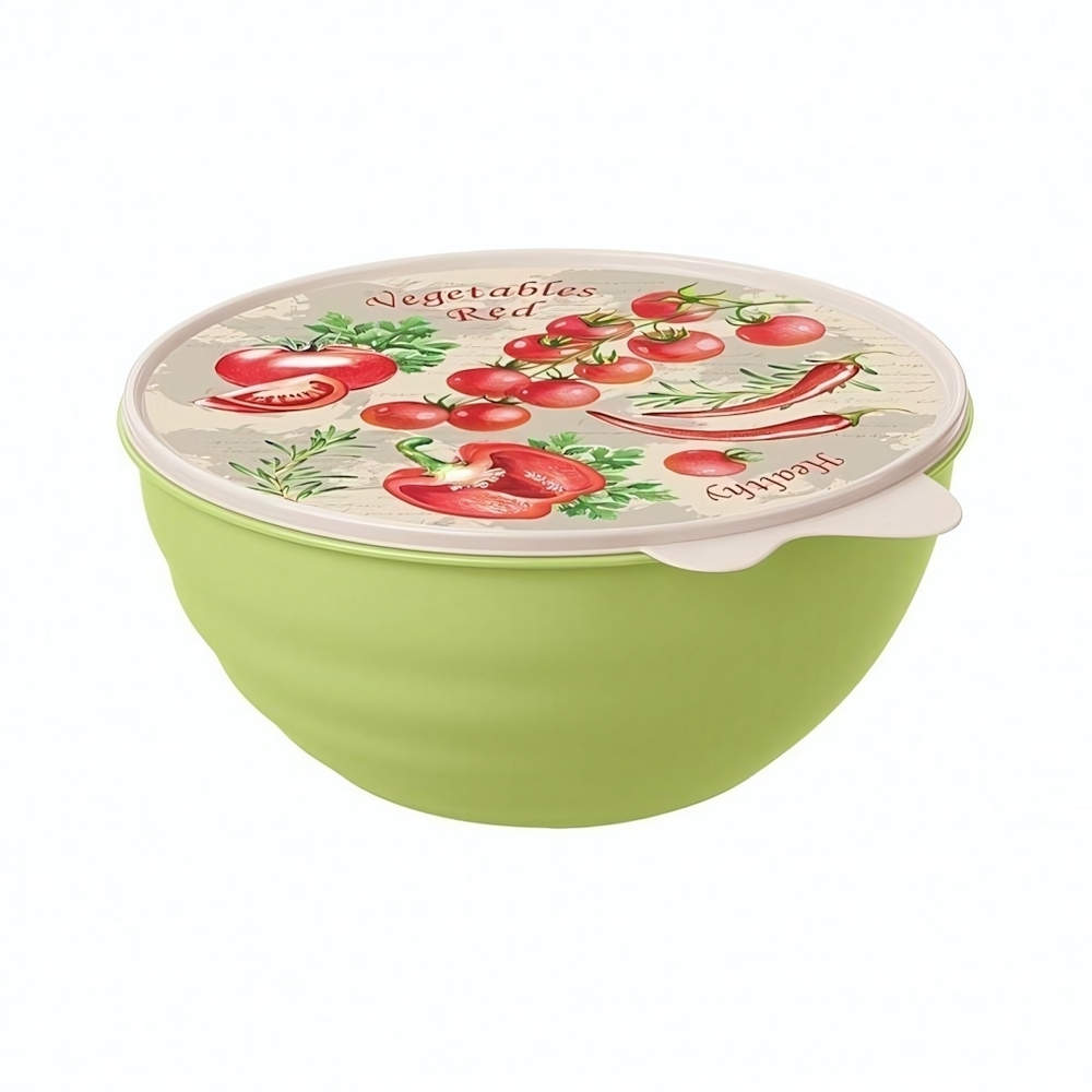 Миска с крышкой с декором "вэйв" 1,55л (зеленый)