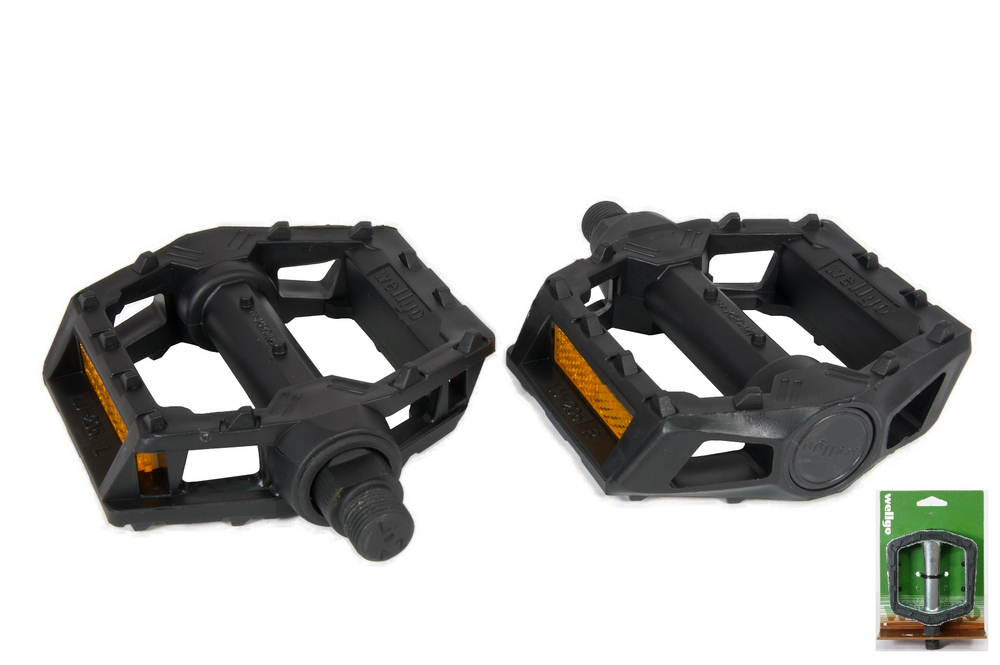 Педали Wellgo PLATFORM пластик, 112x99x32мм,  9/16", DU подш, черн, инд.упак (25)