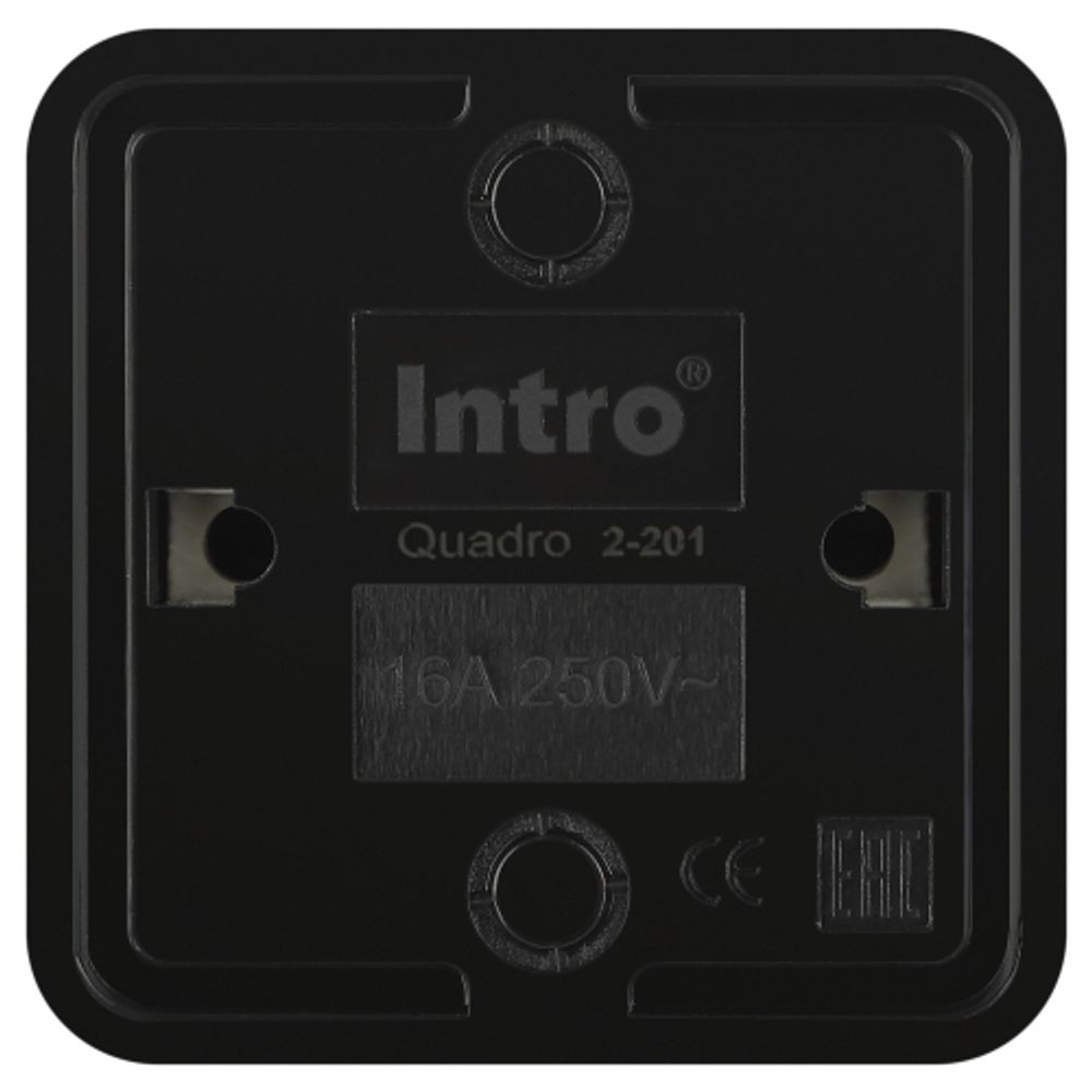 Розетка Intro Quadro 2-201-05 без заземления IP20 16А-250В ОУ антрацит | Intro