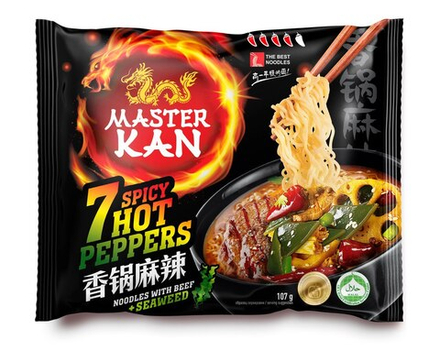 Master Kan Лапша 7 Перцев с морской капустой, пакет, 107гр., блок 30шт., Мастер Кан