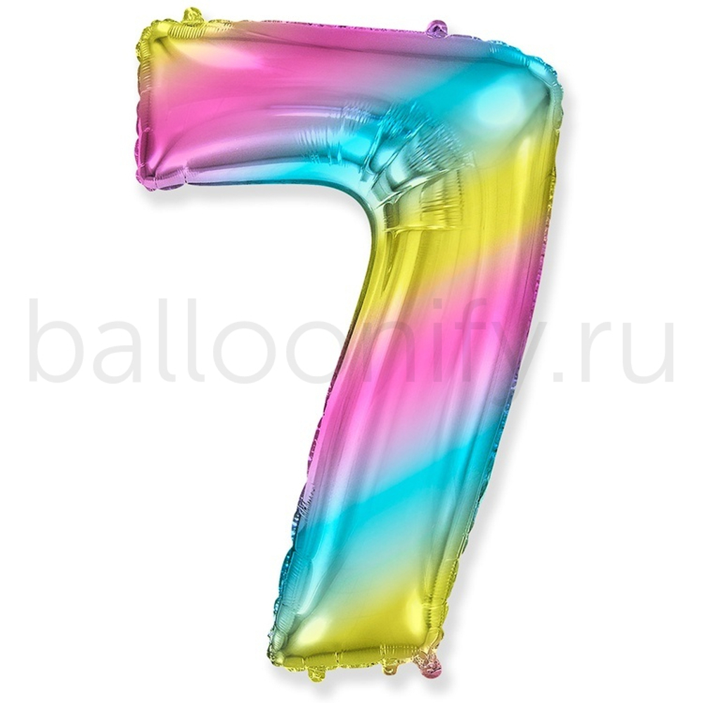Шар ЦИФРА 7 Радуга Металлик 40" 102 см