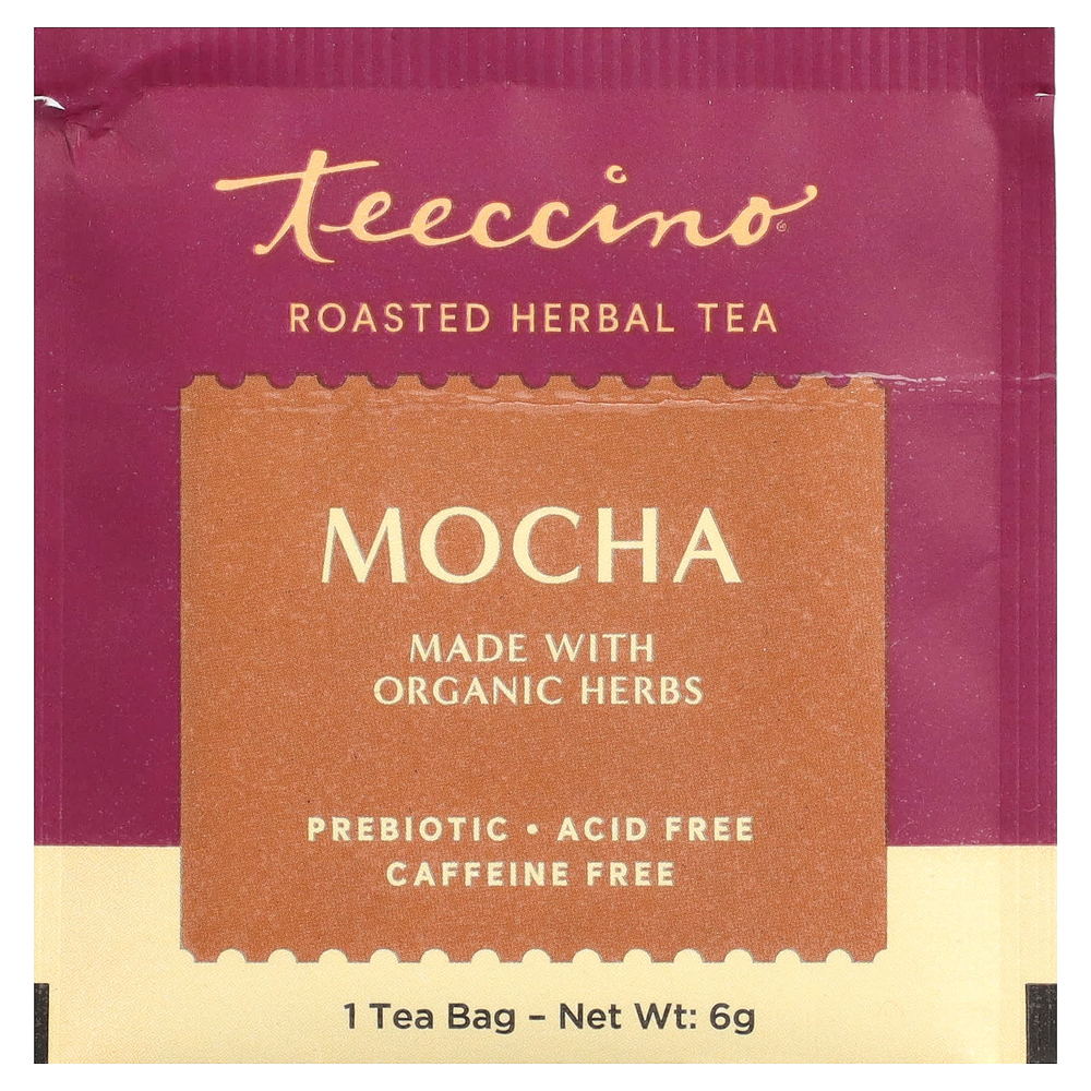 Teeccino, Жареный травяной чай, мокко, без кофеина, 25 чайных пакетиков, 150 г (5,3 унции)