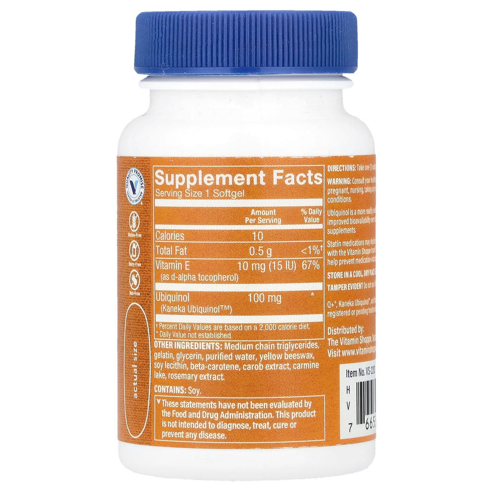 The Vitamin Shoppe, Убихинол коэнзим Q-10, 30 капсул