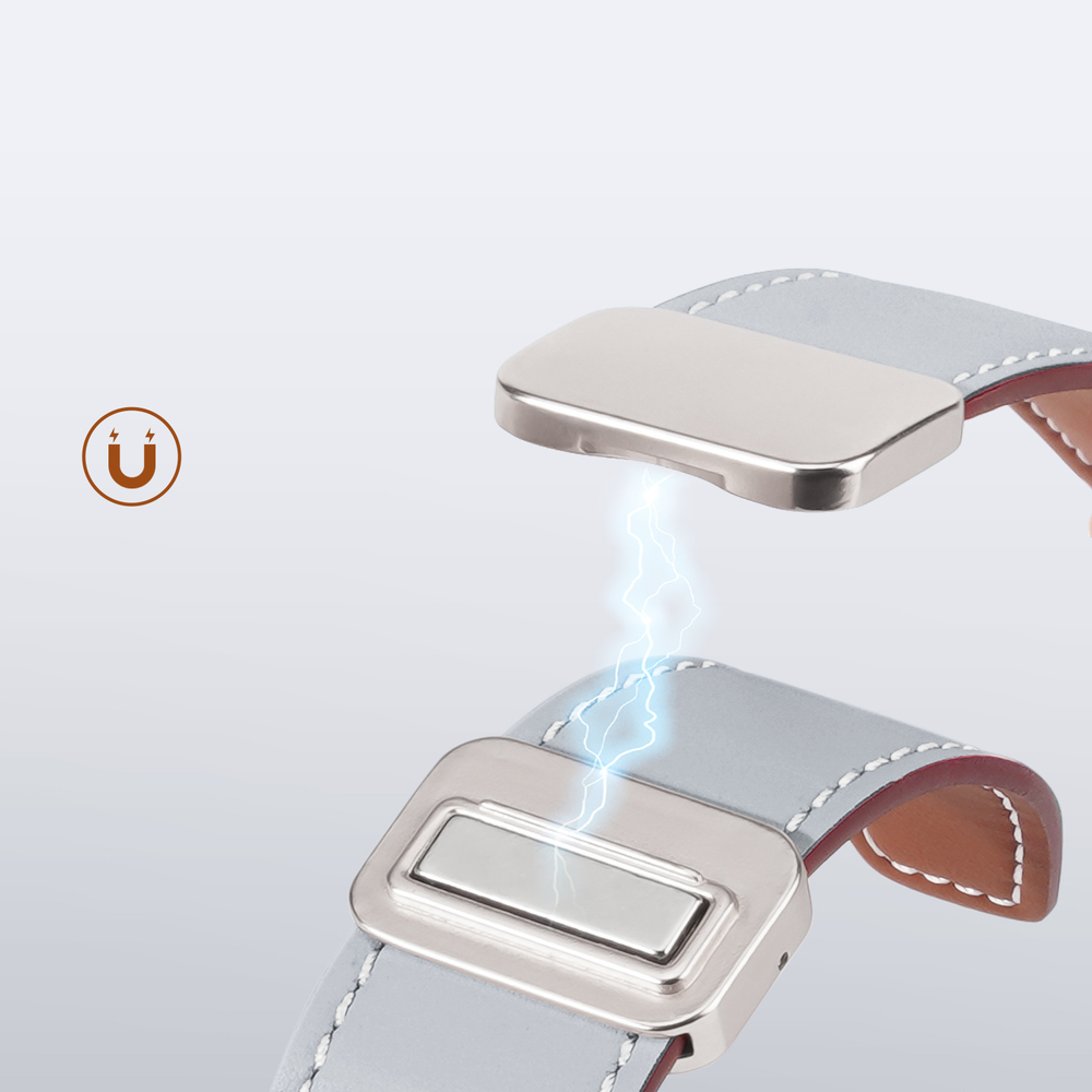 Ремешок из натуральной кожи серого цвета от Dux Ducis для смарт часов Apple Watch 42, 44, 45, 46, 49мм, серия YA Series