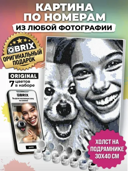 Картина по номерам из любой фотографии QBRIX ПОЛНОЦВЕТ 30Х40
