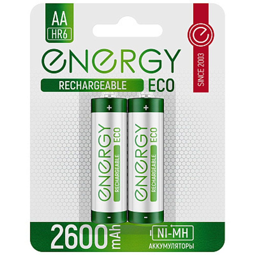 Аккумулятор Energy Eco NIMH-2600-HR6/2B (АА) (2шт на блистере) (104989)