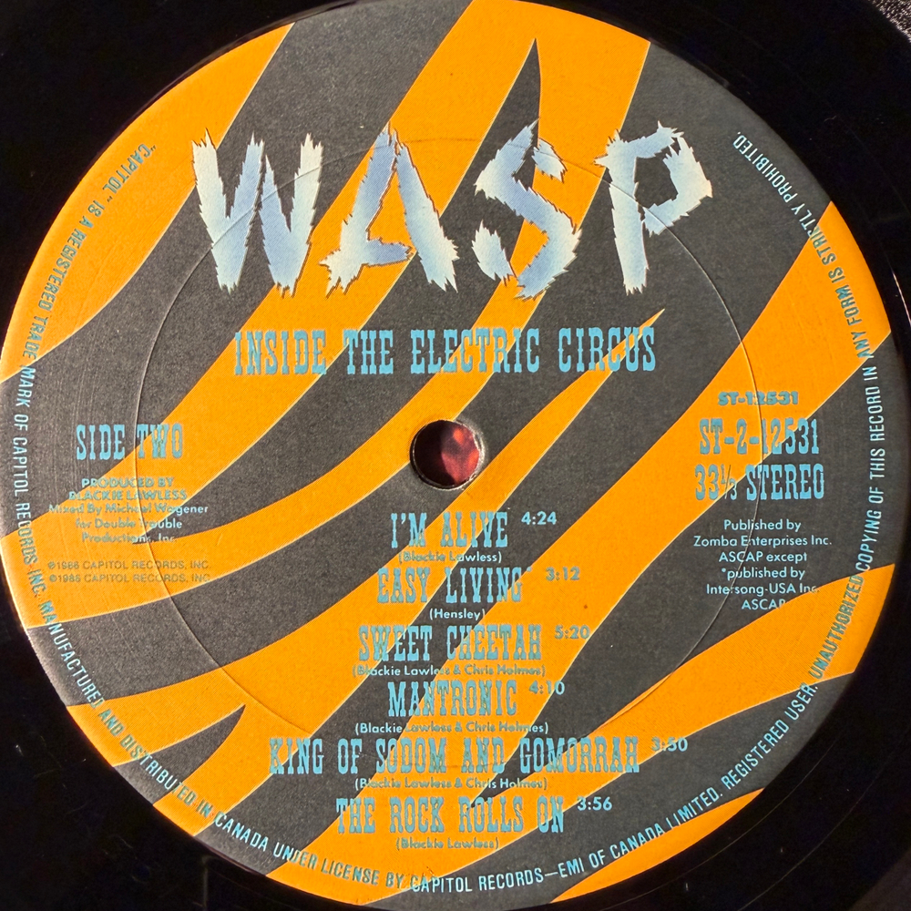 W.A.S.P. ‎– Inside The Electric Circus (Канада 1986г.)