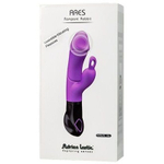 Фиолетовый вибратор 19,8см с клиторальным отростком Adrien Lastic Ares