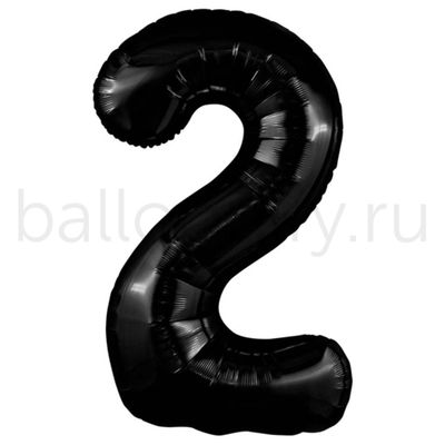 Шар ЦИФРА 2 Пастель Black 40" 102 см