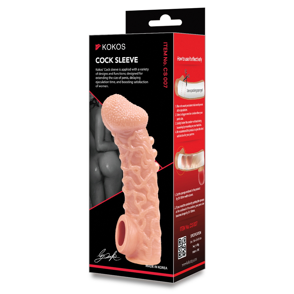 Насадка на пенис Cock Sleeve телесная рельефная KOKOS CS-007-S