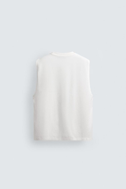 ZARA МАЙКА С ЭФФЕКТОМ ПОТЕРТОСТИ, БЕЛЫЙ