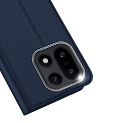 Чехол книжка из кожи синего цвета для OnePlus 15, серия Skin Pro Series от Dux Ducis