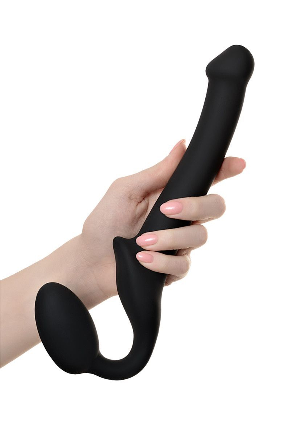Черный безремневой страпон Silicone Bendable Strap-On - size S (Цвет: черный)