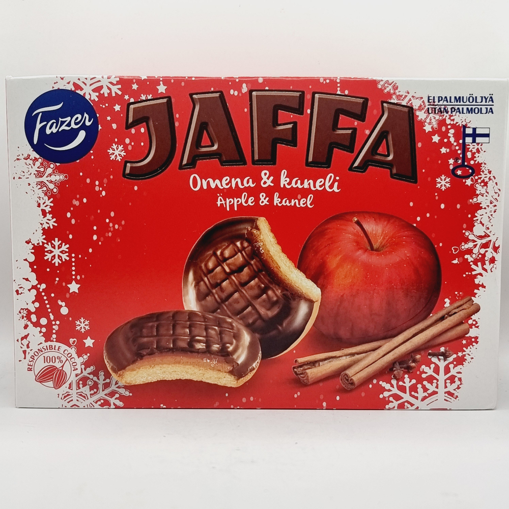 Печенье с мармеладом Fazer Jaffa яблоко-корицав шоколаде 300 г (из Финляндии)